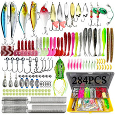 284PCS Fishing Tackle Box Hooks Lures Baits Fishing hooks Crappie Bass sharp Kit