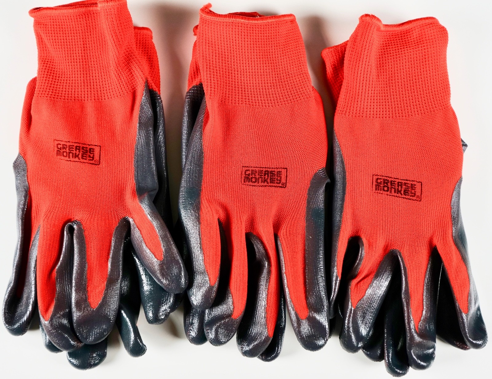 Grease Monkey Nitrile Coated Grip Work Gloves LatexFree, Lot of 3 6 or