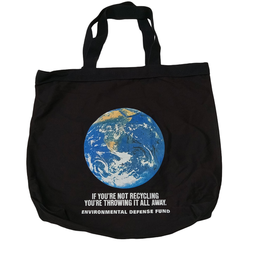 Black Canvas Eco Tote Bag Environmental Defense Fund Recycling Satellite Earth