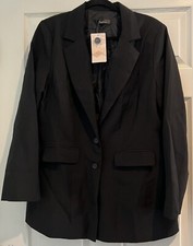 Women's Blazer Black Color Size L 2 Buttons - A0171