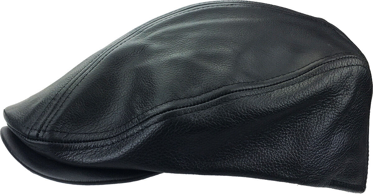 Made in USA 100% Genuine Leather Ascot Newsboy Ivy Hat Cap Gatsby - Picture 4 of 50