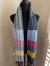 Woman  s Large Multicolored Block Pattern 100 Acrylic Scarf 76  