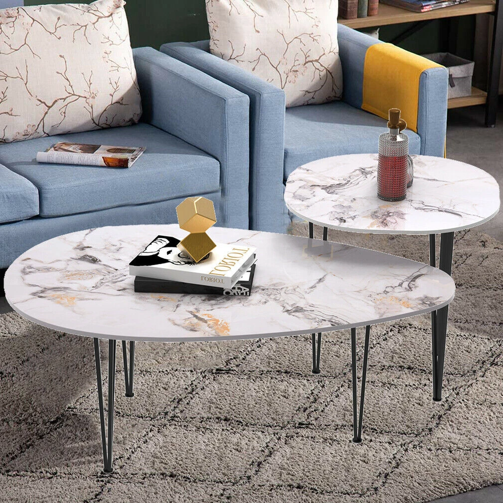 Double marble coffee table deals