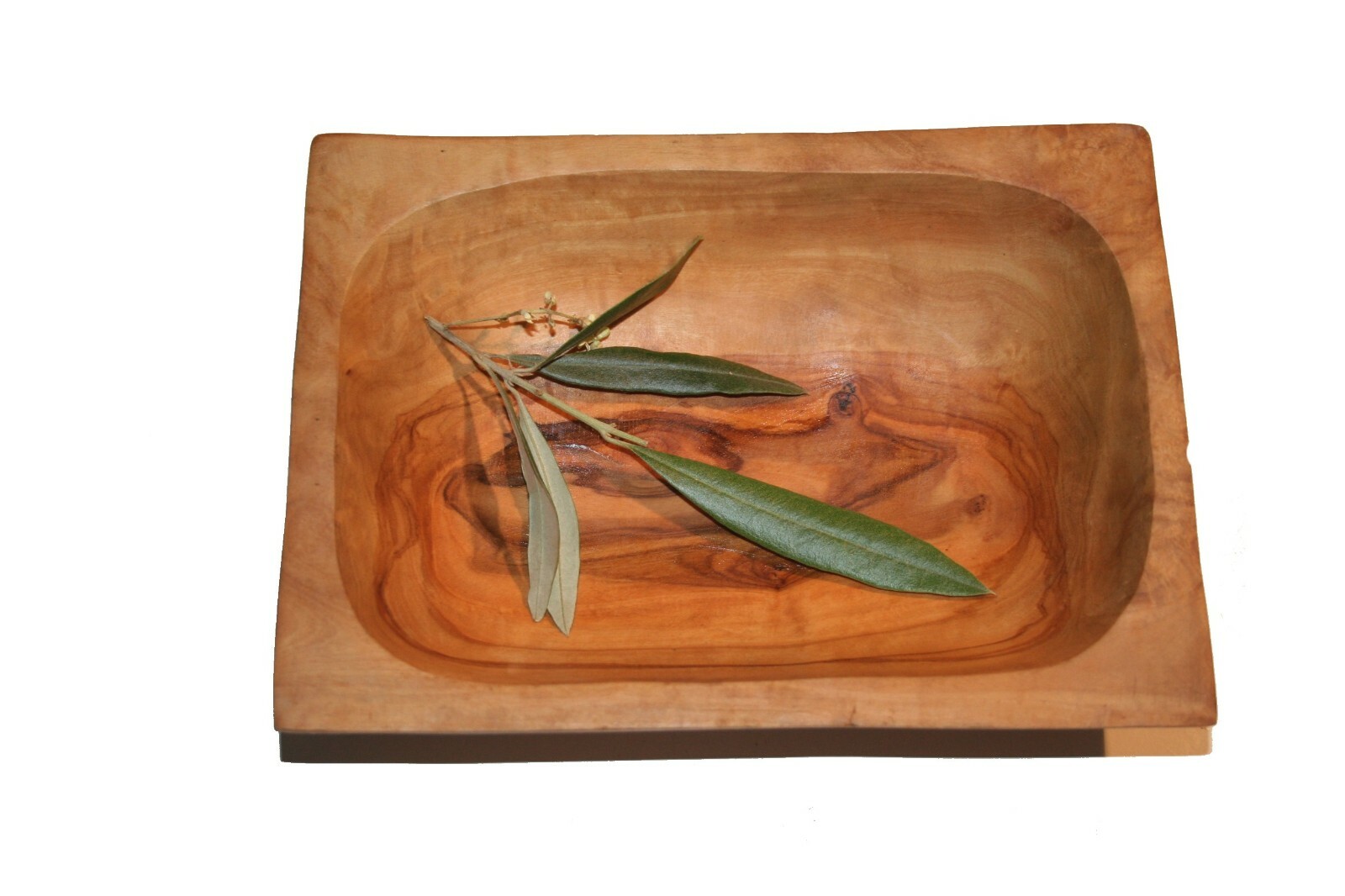 Plat rectangulaire en bois d'olivier véritable massif, pièce unique