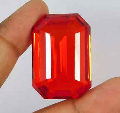 Natural 117.80 Ct Mexican Fire Opal Orange EMERALD Cut Loose Certified Gemstone