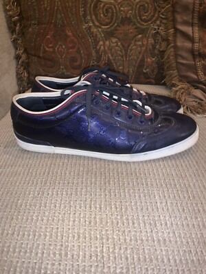 GUCCI グッチシマ スニーカー 6 1/2  233321 GUCCI 233321 Blue Leather Lo Top Sneakers Sz-10 US Made in