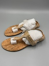 Guess Women JADEENE Nude Beige T-Strap Sandals Slides Sz 8 NEW