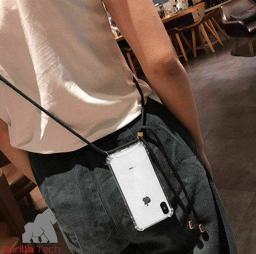 Galaxy S20 Plus, S20, A40, A71, Clear Case With 3 Neck Lanyard Cross Body Strap - Picture 10 of 11