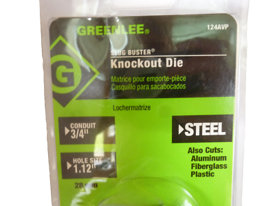 Greenlee 124AVP Slug-Buster Knockout Die – 3/4-Inch Conduit Size For Mild Steel, Aluminum, Fiberglass & Plastic