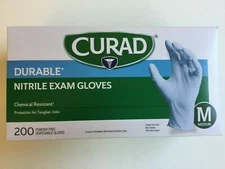 Curad Durable Nitrile Exam Gloves 200 Gloves. size Medium