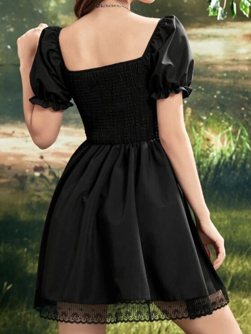 未使用タグ付✨Uhr Puff Sleeve Back Open Dress Boohoo ME