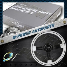 W-power Classic Galaxy White Wood 6-hole 3-spoke Black Center 14 Steering Wheel