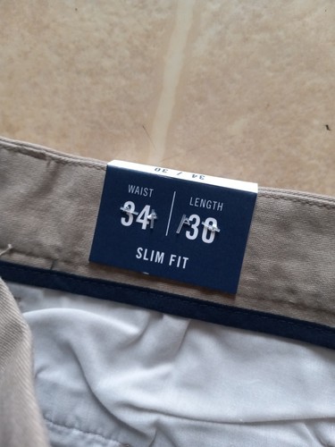 Nautica Slim Fit Chino Pants Mens Size 33,34x30 Beige Khaki Chinos NEW - Picture 2 of 5