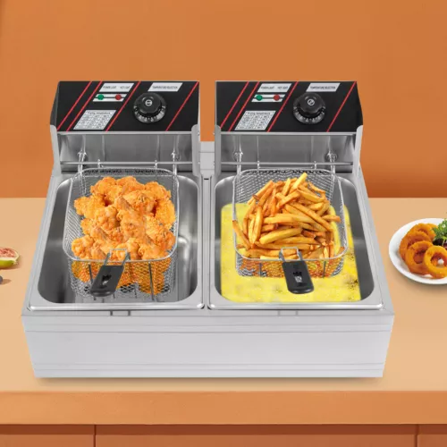 12L Gastro Friteuse Edelstahl Elektro Fritöse Doppel Fritoese mit Frittier 5000W - Bild 4 von 24