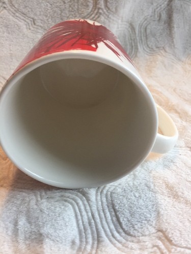 Starbucks Coffee Mug 2014 15.2 Oz. Red White Gold Abstract Flower Starburst - Picture 3 of 4