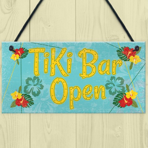 Tiki Bar Open Hanging Bar Plaque Beer Cocktail Beach Decoration Sign Friend GIFT - Picture 2 of 9