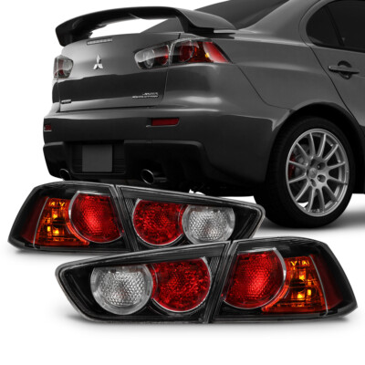 Black 2008-2017 Lancer 08-15 Evolution EVO X Tail Lights Brake Lamps Left+Right