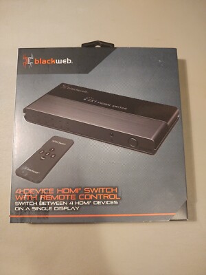 Blackweb 4 Device HD 1080p Up to 4K HDMI Switch w/ Remote Control New Sealed