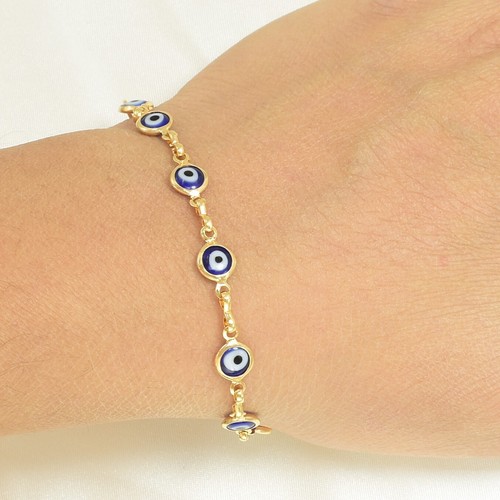 Blue Baby Evil Eye Bracelet Ojo Pulsera Protection Bracelet - 5.5" - Picture 2 of 5