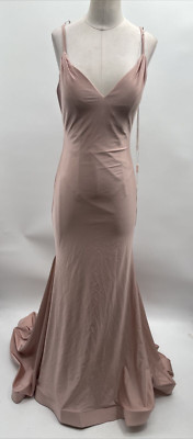 Cecilia Couture V-Neck Spaghetti Strap Criss Cross Back Trumpet w/Train  ~6 1443