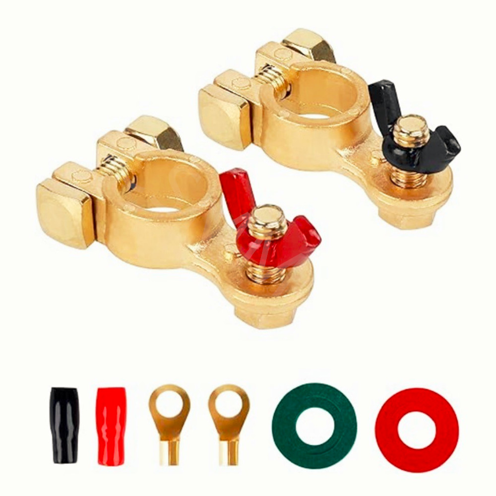 Solid Brass Battery Terminal Clamps Connector Clips Car Top Post Quick Release