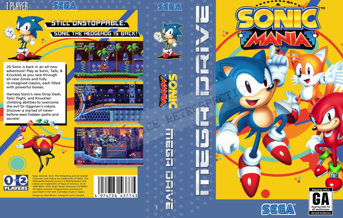 Sonic Mania Mega Drive PAL Box Art Case Insert Cover Only | eBay