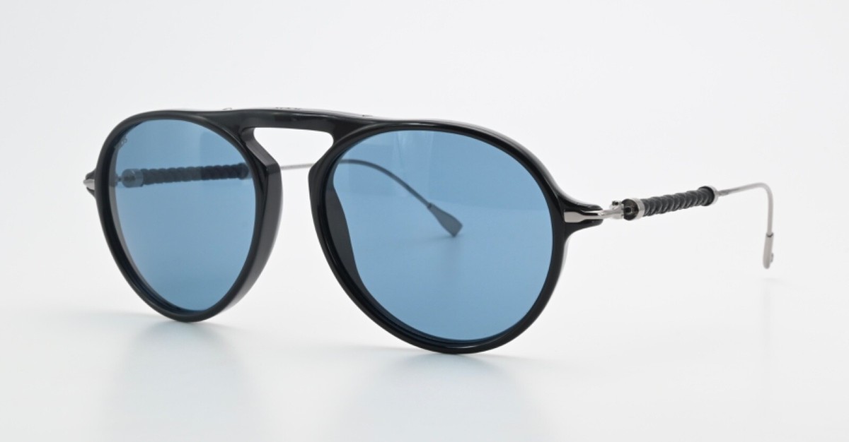 【Tod's】トッズ パイロット フレーム サングラス TODS Sunglasses TO 205 01V Leather Detail Blue Glass Sport