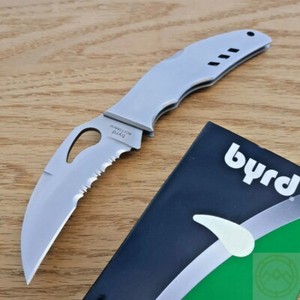 Spyderco Byrd Crossbill Knife Folding 3 Part Serrated Hawkbill Stainless Blade 716104400447 Ebay