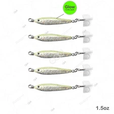 5pcs 1.5oz Fishing Mega Live Baits Metal Lures Luna Jig holographic Glow in dark