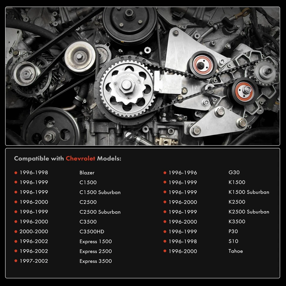 Kit de 3 componentes de transmisión por correa Serpentine para Chevrolet Blazer Express 1500 Tahoe Foto 2 de 4