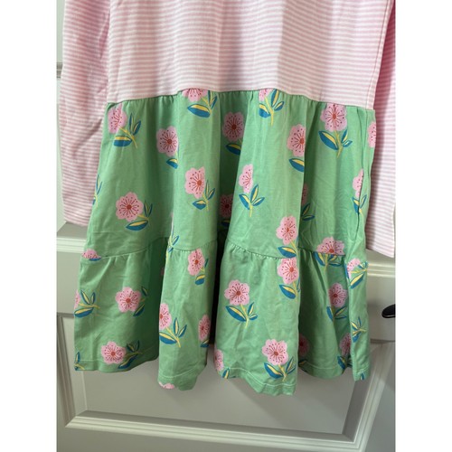New Tea Collection Tiered Dress Sakura Blossom Floral Pink Green Stripe Size 12 - Picture 5 of 7