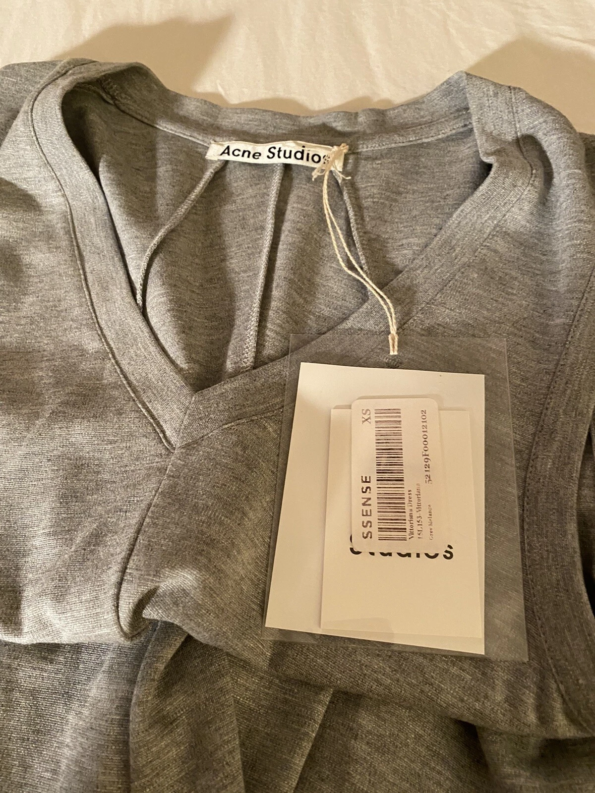 Abito aderente elasticizzato Acne Studios XS Vittoriana grigio misto nuovo con etichette nuovo