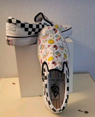 Vans Flour Shop Amirah Kassem Classic Slip-on Shoes Womens Sz Mens  Happy