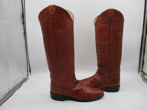 Justin W9945 Brown Leather Tall Pull On Western Riding Boots Womens Size 8 B