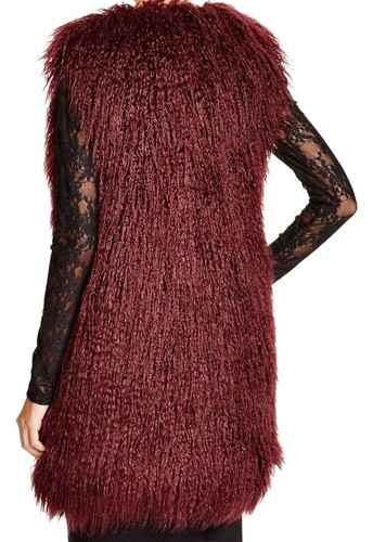 NWT $228 French Connection NEW Berry Longer Length Faux Fur Vest 0 Mob Wife - Picture 2 of 3