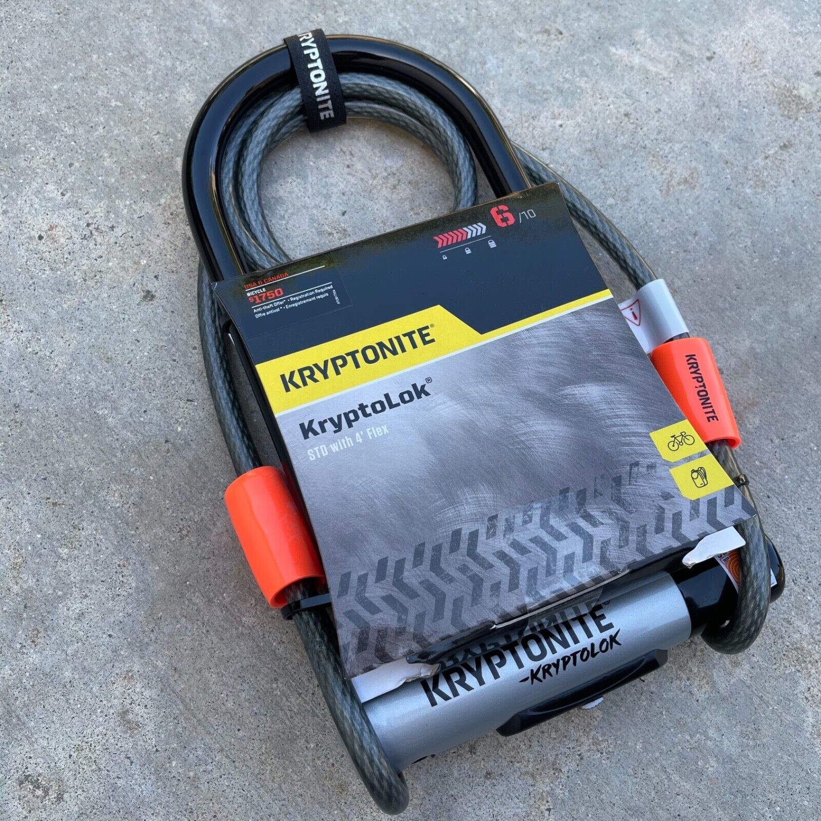 KRYPTONITE KRYPTO KRYPTOLOK U LOCK W/ CABLE BMX BICYCLE U LOCK BMX BIKE