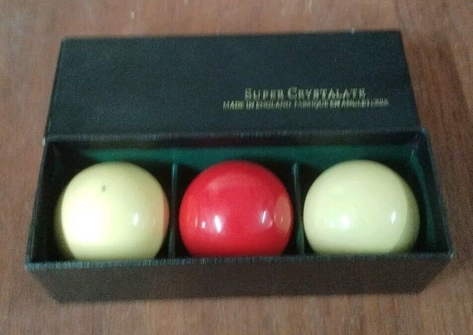 Antique Set of 3 Boxed Super Crystalate Billiard Balls, made Antique Set of 3 Boxed Super Crystalate Billiard Balls, made