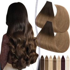 Ombre 120g Tape In Russian Remy Human HaIr Extensions Full Head Skin Wefts THICK