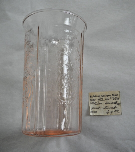 MacBeth Evans - PINK AMERICAN SWEETHEART - DEPRESSION GLASS - 4 1/4" TUMBLER