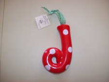 Letter J initial monogram Christmas ornament 3-D polka dot