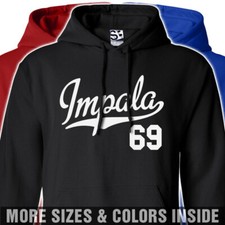 Impala 69 Script HOODIE  1969 SS Jersey Sports Logo Design Hooded Sweatshirt