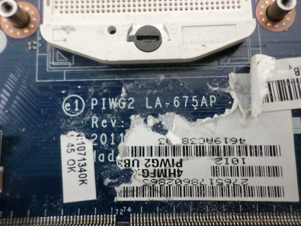 USED PIWG2 LA-675AP Motherboard For Lenovo G570 HM65 DDR3 Socket - Image 4 of 4