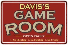 DAVIS'S Game Room Personalized Sign Vintage Look Metal Wall 108120001103