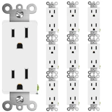 Decor Wall Recetpacle Outlet 15Amp 3 Wire Self-Grounding Tamper Resistant 10Pack