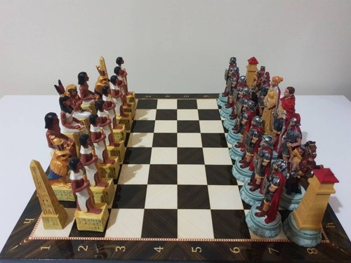 Egyptian Roman Chess Set Handcrafted Historical Battle Theme, Gift Ideas 🎁 - Picture 11 of 13