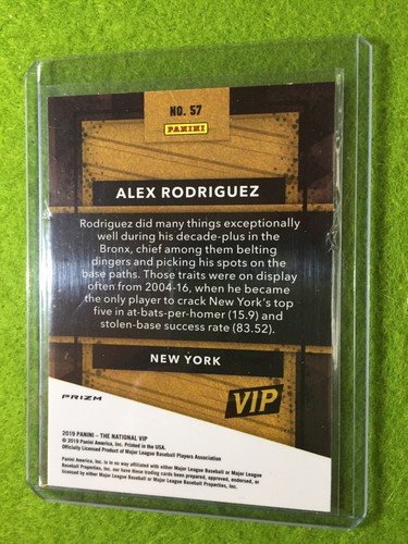ALEX RODRIGUEZ 2019 PRIZM CARD JERSEY #13 YANKEES SP /99 REFRACTOR National VIP - Picture 12 of 12