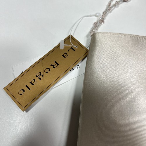 NWT Vintage La Regale Mini Taupe Satin Beaded Handle With Tassels Clutch Purse - 第 5/11 張圖片