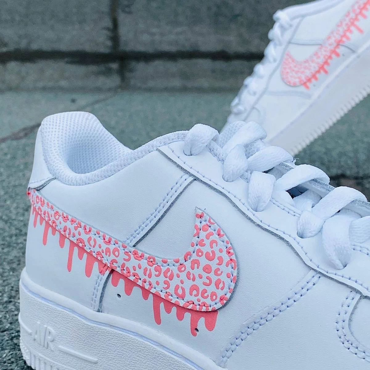 Pink LV Swoosh Inspired - Custom Air Force 1 - Hand Painted AF1