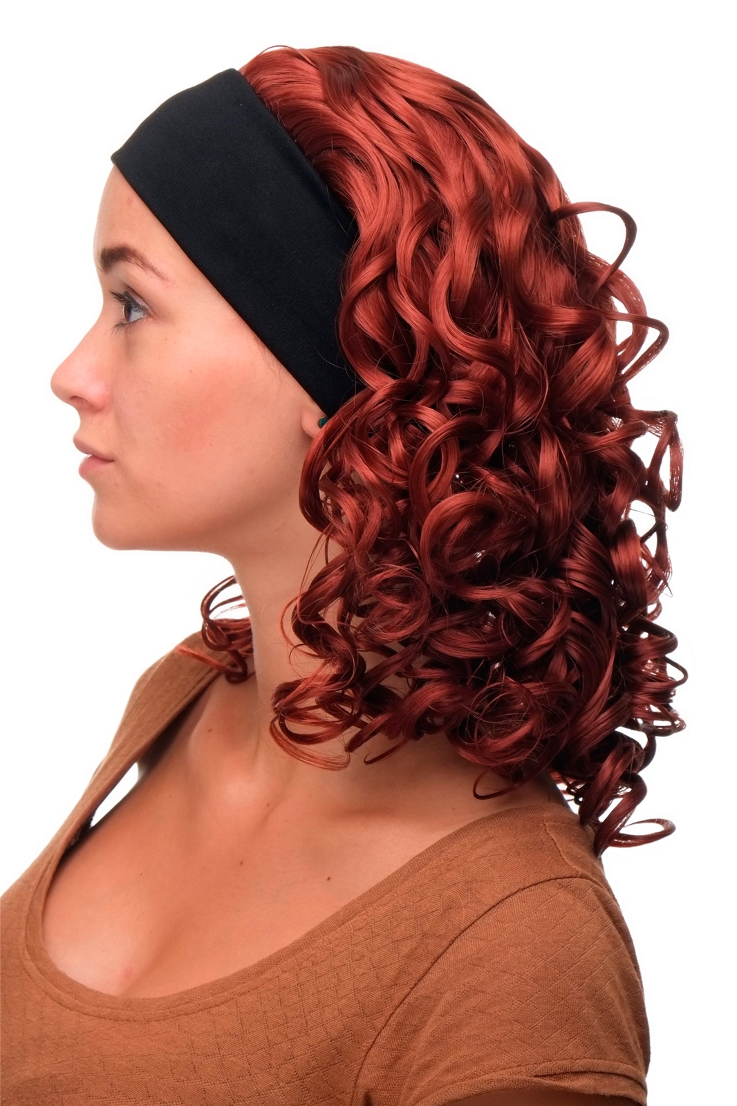 Women's Wig Headband Voluminous Curls Red Copper Red BRO-704-350
