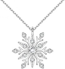 Snowflake Necklace 925 Sterling Silver Snowflake Pendant Necklace Christmas Gift